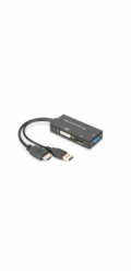 Digitus HDMI Kabelový převodník , HDMI - DP+DVI+VGA M-F/F/F, 0,2 m, Multi-Media 3v1, CE, bl, zlato