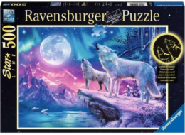 Ravensburger Puzzle 500 Wolf prvků v severních světlech