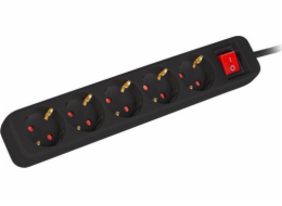 Lanberg power strip Prodlužovací kabel Lanberg 3m černý 5x 230V Schuko s vypínačem, kabel z plné mědi