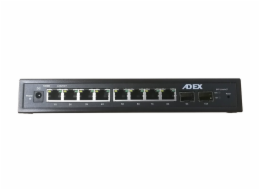 Switch Adex AD1000-8GPD-2FM Web Smart, 8x GLAN, 7x PoE-in reverzní, 1x PoE-out, 2x SFP