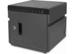 DIGITUS Nabíjecí stolní skříň, 10 nabíjecích základen pro tablety, černá 345 x 360 x 370 mm, vč. USB, ventilátor