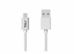 Tellur Data cable, USB to Micro USB, Nylon Braided, 1m silver