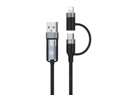 Tellur 4in1 Cable USB/Type-C to Type-C (PD65W)/Lightning (PD20W) 1m black