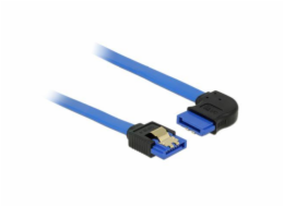 Delock Cable SATA 6 Gb/s receptacle straight > SATA receptacle right angled 30 cm blue with gold clips 