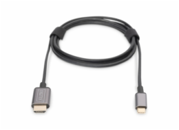 Digitus USB-C - HDMI kabelový adaptér, 1,8 m 4K/30 Hz, černý, kovový kryt