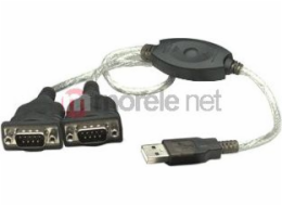 Manhattan USB-A kabel – 2x RS-232 0,45 m černý (174947)