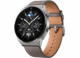 WATCH | GT 3 Pro | Smart watch | GPS (satellite) | AMOLED | Touchscreen | Activity monitoring 24/7 | Waterproof | Bluetooth | Titanium Case with Gray Leather Strap  Odin-B19V