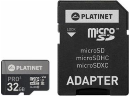 PLATINET microSDHC  SECURE DIGITAL + ADAPTER SD 32GB class10 UIII 90MB/s [44003]