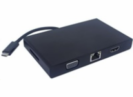 PremiumCord Převodník USB3.1 na RJ45, HDMI, VGA, 2xUSB3.0, SD,audio,PD