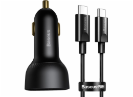 Nabíječka do auta Baseus Superme, USB, USB-C, 100W + kabel USB-C (černá)