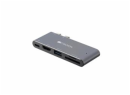 CANYON replikátor portů DS-5, 5v1, pro Apple Mackbook s Thunderbolt 3 (USB-C 100W)