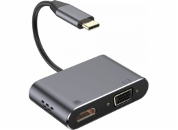 PLATINET adaptér USB-C na HDMI 4K 30Hz VGA PORT 