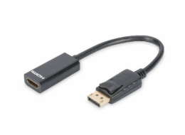 Digitus DisplayPort adapter cable, DP - HDMI type A M/F, 0.15m,w/interlock, DP 1.1a compatible, CE, bl