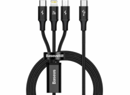 Baseus Rapid Series nabíjecí/datový kabel 3v1 USB-C/ (microUSB + Lightning  PD 20W + USB-C) 1.5m černá