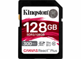 Kingston paměťová karta 128GB Canvas React Plus SDXC UHS-II 300R/260W U3 V90 for Full HD/4K/8K