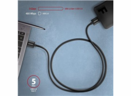 AXAGON BUMM3-AM10AB, SPEED kabel Micro-B USB <-> USB-A, 1m, USB 3.2 Gen 1, 3A, ALU, tpe, černý