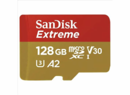 Paměťová karta Sandisk Extreme microSDXC 128 GB pro akční kamery + SD Adapter 170MB/s and 80MB/s, A2 C10 V30 UHS-I U3 