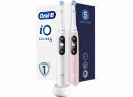 Oral-B iO Series 6 Duo White & Pink Sand set elektrických zubních kartáčků, 5 režimů, AI, časovač