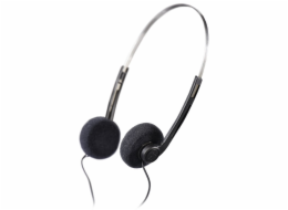 HAMA sluchátka Basic/ drátová/ hlavový most/ 3,5 mm jack/ citlivost 100 dB/mW/ černo-stříbrná