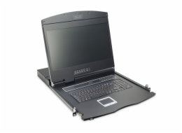 DIGITUS Modulární konzole s 19" TFT (48,3 cm), 16 portů Cat.5 KVM a touchpadem, německá klávesnice