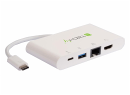TECHLY 102086 USB-C 3.1 multiport adapter -> 4K HDMI/Gigabit RJ45/USB-A/USB-C white