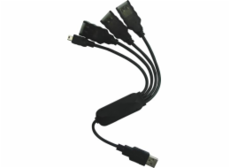 PremiumCord USB 2.0 HUB 4-portový, černý kabel