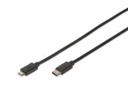 Digitus Připojovací kabel USB typu C, typ C na micro B M / M, 1,8 m, 3A, 480 MB, 2,0, blPřipojovací kabel USB typu C, typ C na mic