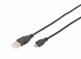 Digitus USB 2.0 connection cable, type  A - micro B M/M, 1.8m, USB 2.0 compatible, bl