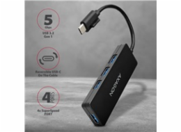 AXAGON HUE-G1C, 4x USB 3.2 Gen 1 SLIM hub, kabel Type-C 14cm napevno