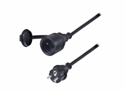 Solight prodlužovací přívod - spojka, 1 zásuvka, 10m, 3 x 1,5mm2, gumová, černá - PS31