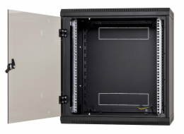 Nástěnný rack jednodílný 12U (š)600x(h)595 perforované dveře černý