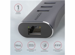 AXAGON HMA-GL3AP, USB 3.2 Gen 1 hub, porty 3x USB-A + Gigabit Ethernet