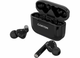 CANYON TWS-3 Bluetooth sportovní sluchátka s mikrofonem, BT V5, nabíjecí pouzdro 300mAh, černá
