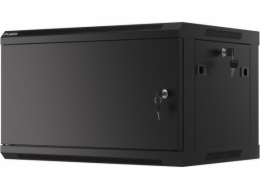 LANBERG Nástěnná jednodílná skříň 19" 6U/600x450, černá (RAL9004), plechové dveře