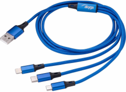 Akyga kabel USB 3.0 A/USB Micro B/USB type C Lightning 1.2m/černá  