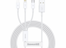 Baseus CAMLTYS-02 Superior Fast Charging Datový Kabel 3v1 USB-C, Lightning, MicroUSB 1.5m White