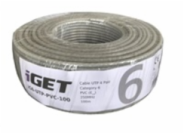 Instalační kabel iGET CAT6 UTP PVC Eca 100m/box, kabel drát, s třídou reakce na oheň Eca