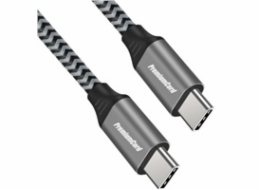 PREMIUMCORD Kabel USB-C M/M, 100W 20V/5A 480Mbps bavlněný oplet, 2m