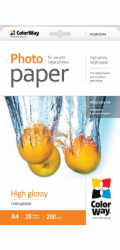 COLORWAY fotopapír/ high glossy 200g/m2, A4 / 20 kusů