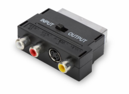 Ednet Audio/video adaptér, Scart samec - 3x Cinch + SVHS samice, černý