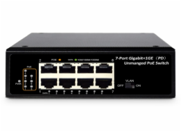DIGITUS Professional Industrial 7-port Gigabit PoE+ switch with 1x PD port