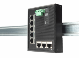 Digitus Průmyslový 8portový plochý přepínač 5 portů, DIN lišta, prodloužená rozsah teploty