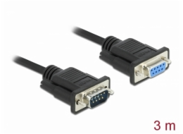 Delock Sériový kabel rozhraní RS-232 Sub-D9, ze zástrčkového na zásuvkový, délky 3 m