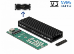 DeLOCK Externí kombinovaný kryt USB Type-C pro M.2 NVMe PCIe nebo SATA SSD, kryt disku