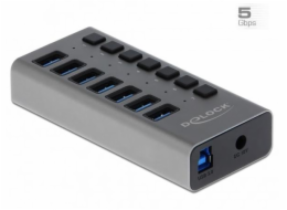 Delock Externer SuperSpeed USB Hub mit 7 Ports + Schalter, USB-Hub 63669