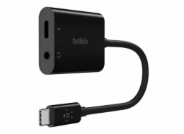 Belkin USB-C adaptér/rozdvojka 1x USB-C M/ 1x USB-C F napájení 60W + 1x 3,5mm jack, černá