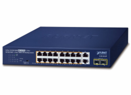 Planet PoE switch 18x1Gb + 2xSFP 1Gb, 16x PoE 802.3at 30/185W, VLAN, extend mód 10Mb-250m