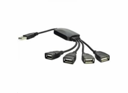 Akyga adaptér Hub USB 2.0 4-port/ABS/cerná/15cm