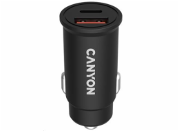 CANYON auto nabíječka C-30, 1x USB-C + 1x USB-A (PD 30W/QC 3.0 18W), vstup 12V-24V