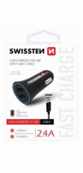 Swissten Cl Adaptér 2,4A Power 2X Usb + Kabel Usb-C